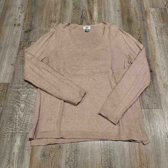 Old Navy V Neck Taupe Longer Lightweight Sweater Size XL - Picture 1 of 7